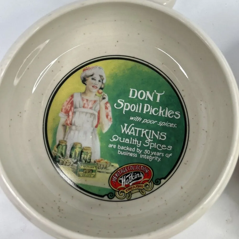 Vintage 1992 Watkins Heritage Collection Ceramic Handled Soup Bowls Set of 4